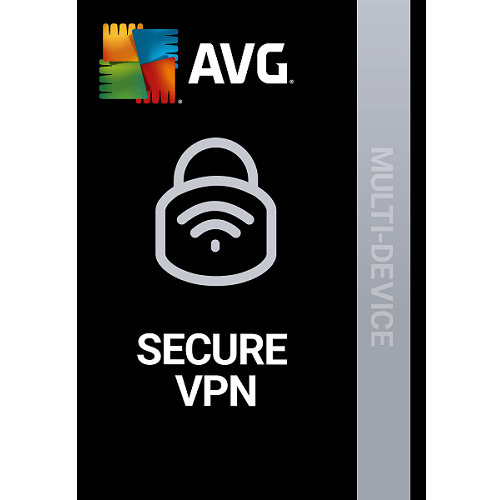AVG Secure VPN multi-device package on a black background