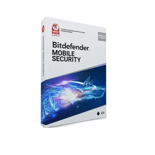 Bitdefender Mobile Security packaging on a white background