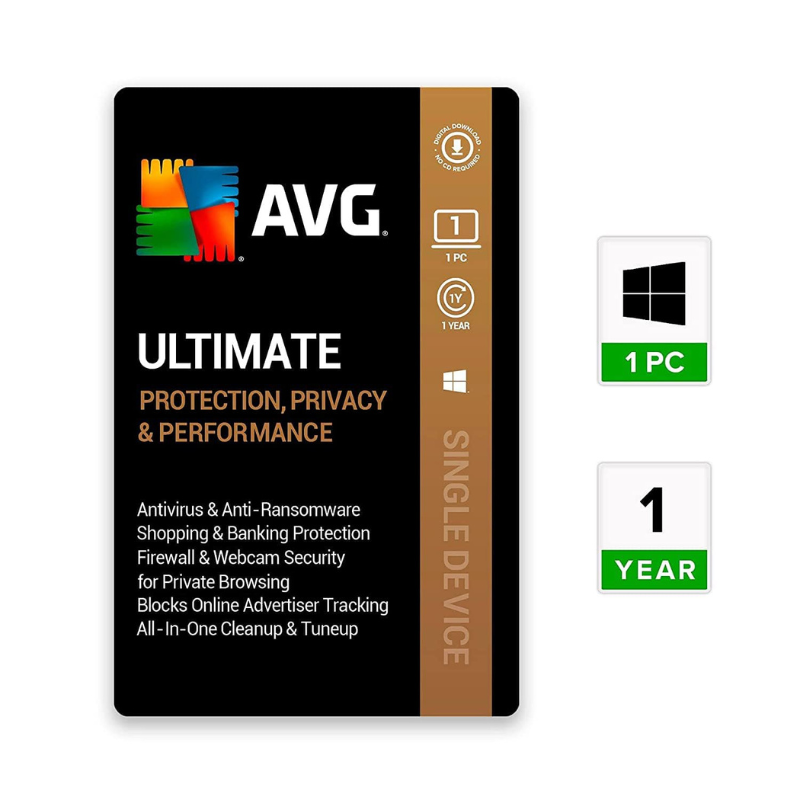 AVG Ultimate software package box on a white background